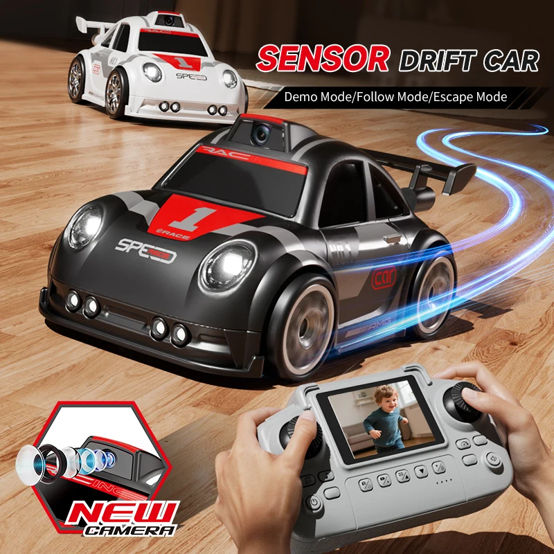 2026년형 미니 RC 드리프트 카메라 카, LED 사운드, 스마트 인덕션, 팔로우 및 이스케이프 모드, 옵션 스크린 컨트롤러, 레이싱 카