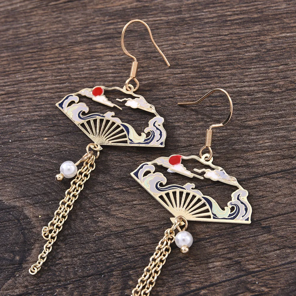 Dangle Earrings Drop Earrings Crystal Tassel Earrings Metal Jewelry Chinese Style Earrings Personality Hollow Shaped Tassel Earrings Women Jewelry Accessories Decorations for Girls