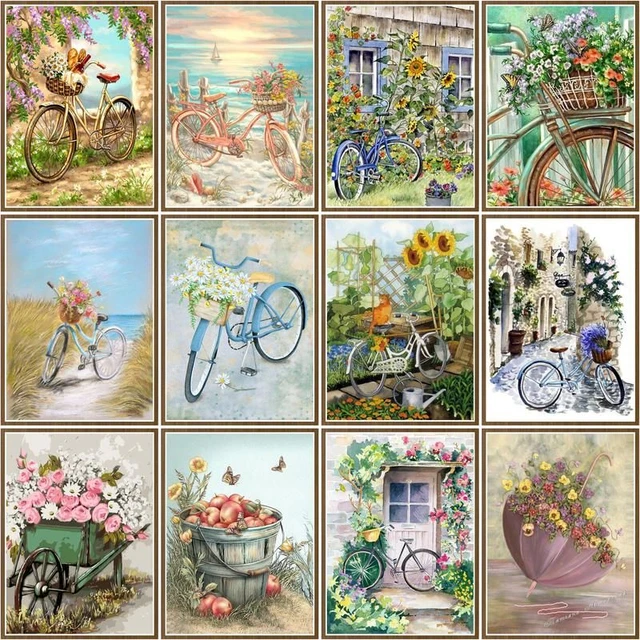 CHENISTORY Paint By Number With Frame Flower Bike Drawing On Canvas  Handpainted Art Gift Diy Pictures By Number Kits Home Decor - AliExpress