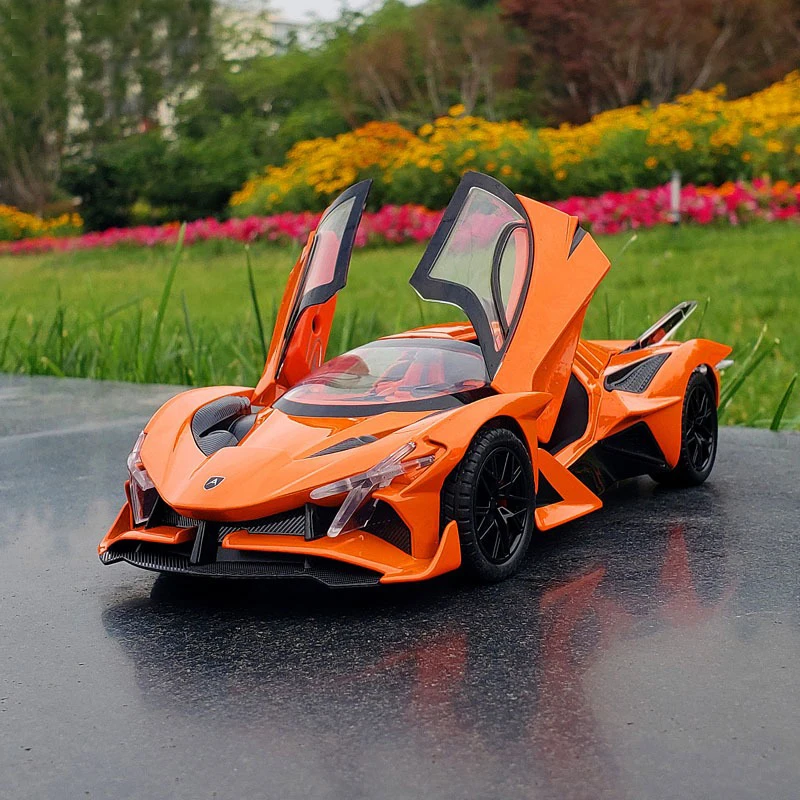 1:24 Diecast Apollo Project EVO Alloy Track Sports Car Model Metal Racing Car Vehicle Model Simulation Sound Light Boys Toy Gift