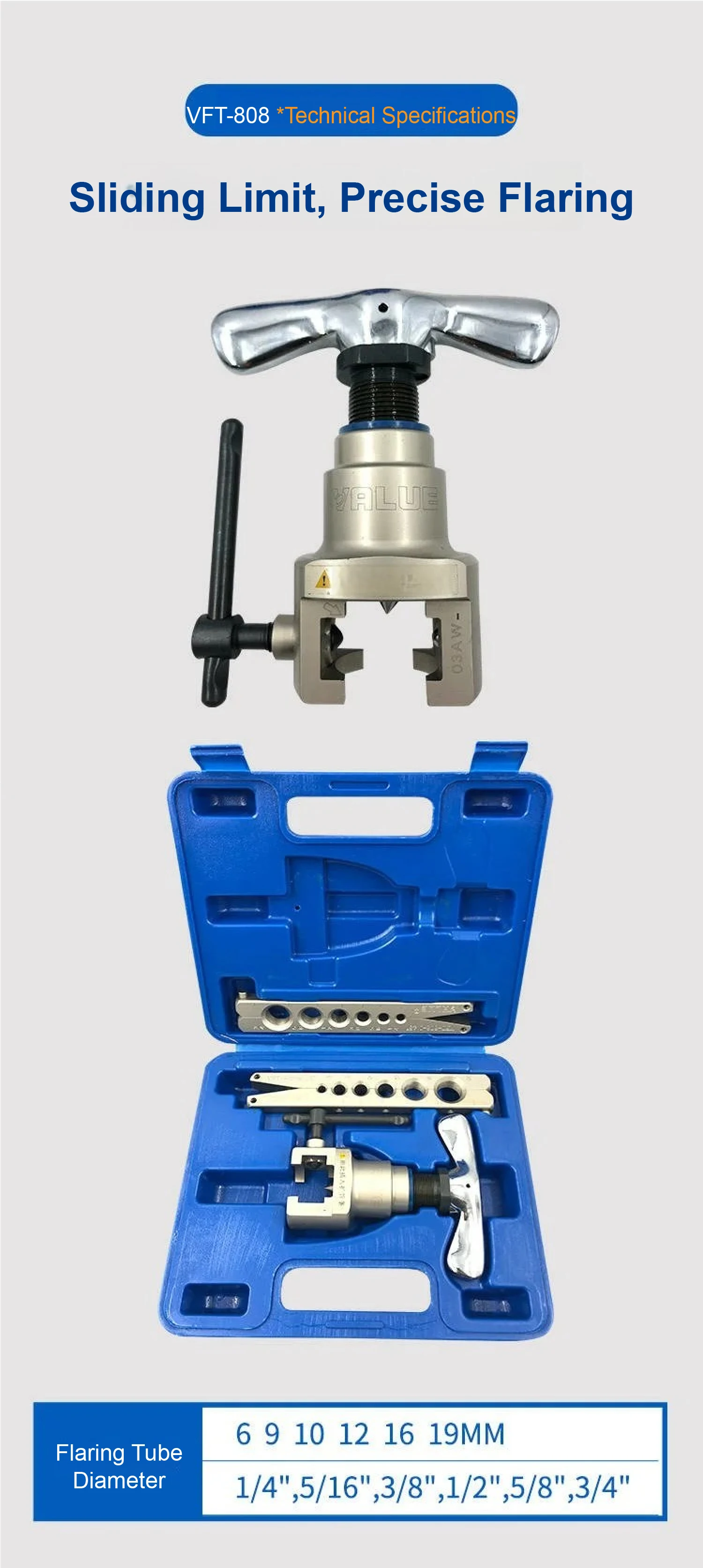 VFT-808 HVAC Copper Tube Flaring Tool 4-32mm Eccentric Tube Expander for AC Refr