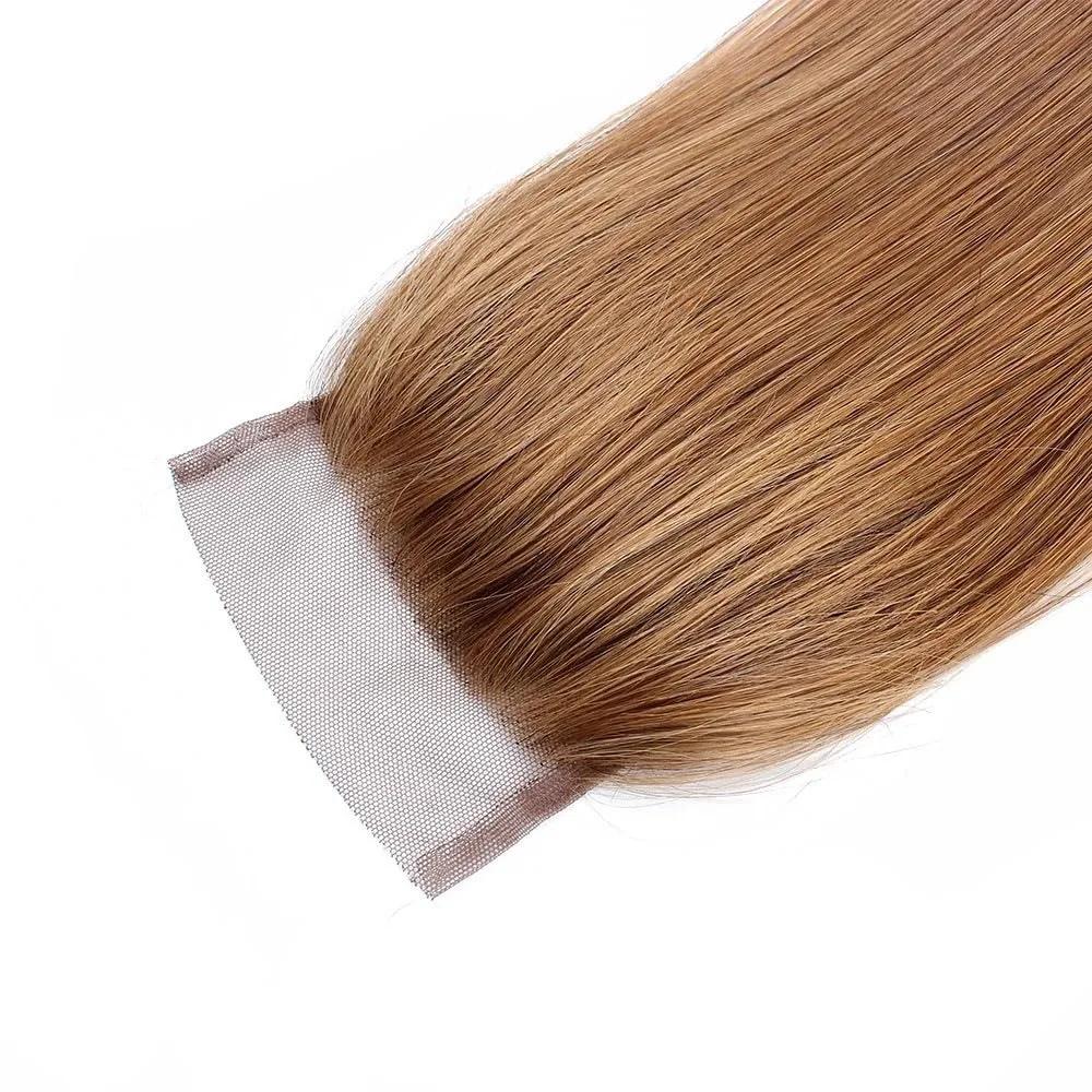 #30 Light Brown Straight 13x4 Lace Frontal Only 4x4 Lace Closure Transparent Swiss Lace Brazilian 100% Human Hair With Baby Hair 4