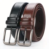 Ceinture de luxe pour homme en cuir PU avec boucle ardillon métallique, sangle de taille de créateur de haute qualité pour jeans, grandes tailles 6