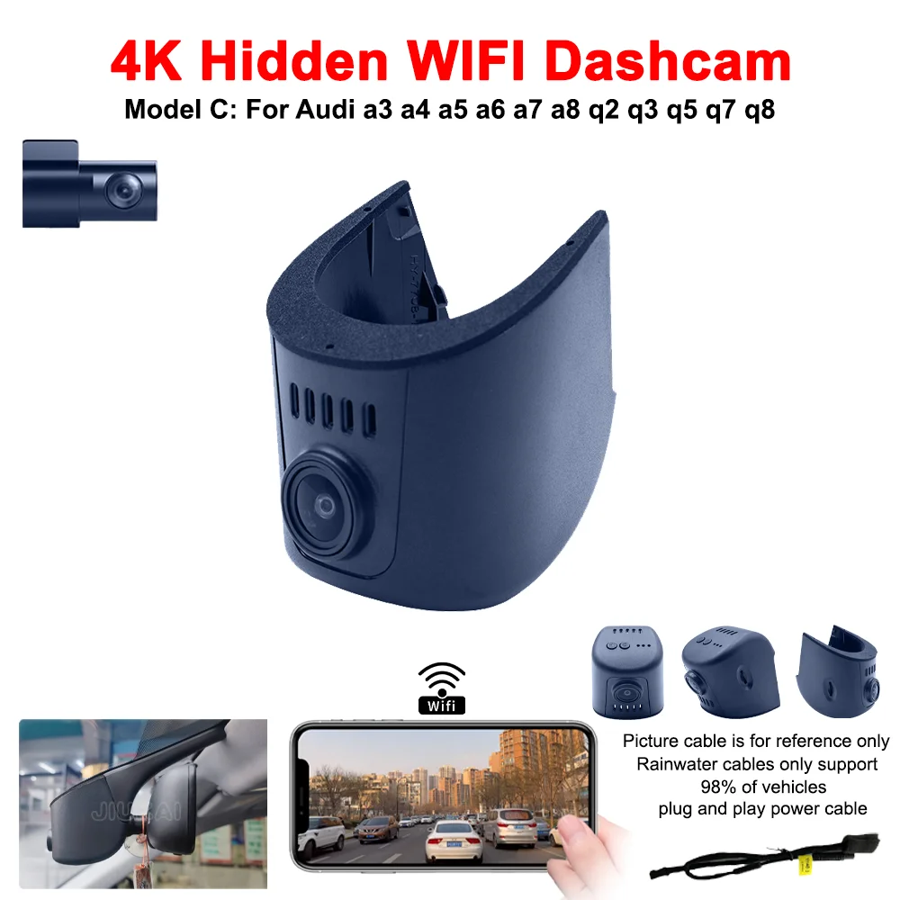 4K HD Dash Cam For Audi A3 A4 A5 A8 A2 Q3 Q5 Q7 Q2 S3 S5 RS3 2016- Dashcam WIFI Car Dvr DashCam APP Control