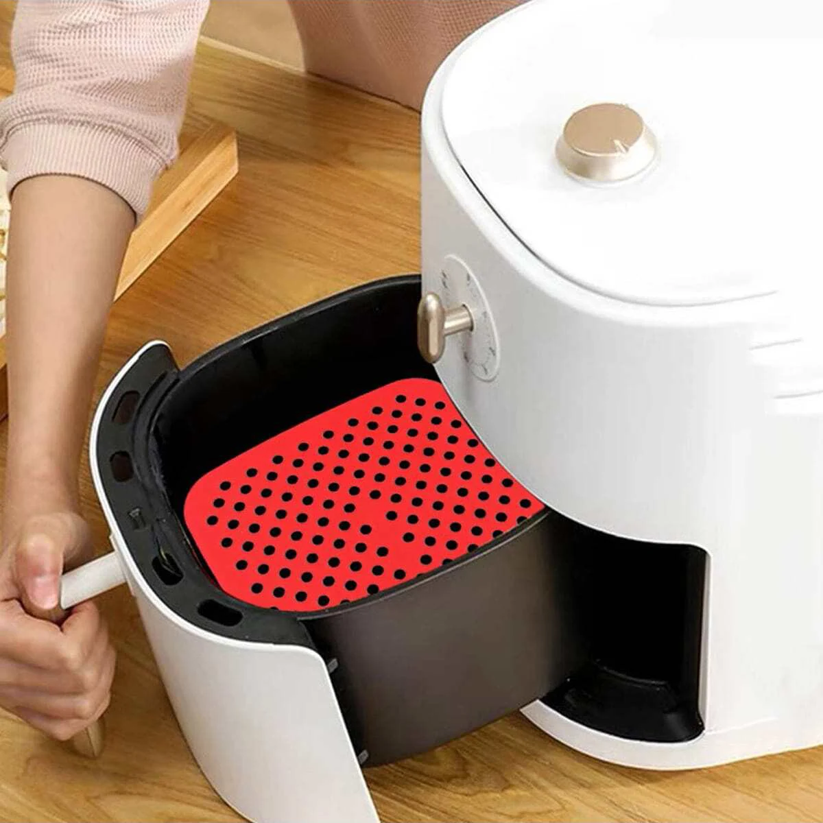 Square Air Fryer Liners with Perforations - Heat-Resistant, Easy-to-Clean