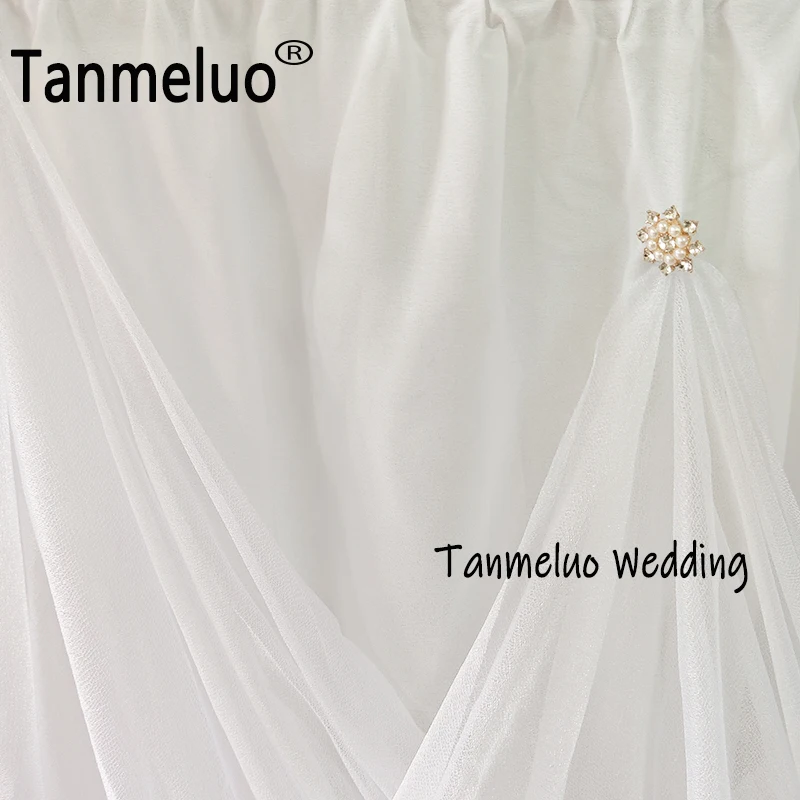 White Tulle Table Skirt Rectangle with Buckle Tablecloth for Wedding Bridal Shower Baby Birthday Party Banquet Table Decorations