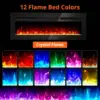 Electric Fireplace 60Inch Wall Mounted Electric Fireplace, Remote Control With Timer Touch Screen Adjustable Flame Color + Speed 2