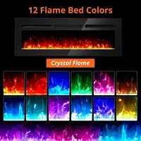 Electric Fireplace 60Inch Wall Mounted Electric Fireplace, Remote Control With Timer Touch Screen Adjustable Flame Color + Speed 2
