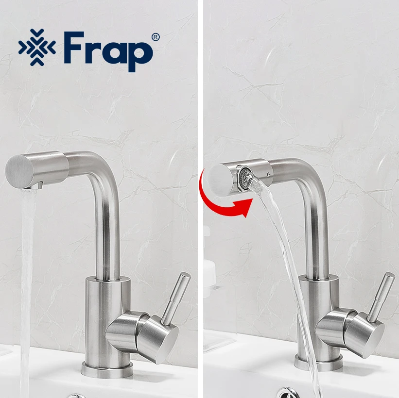 

Frap new 304 stainless steel Brushed bath Basin Faucet Sink Mixer Taps Vanity Hot and Cold Water mixer Bathroom Faucets