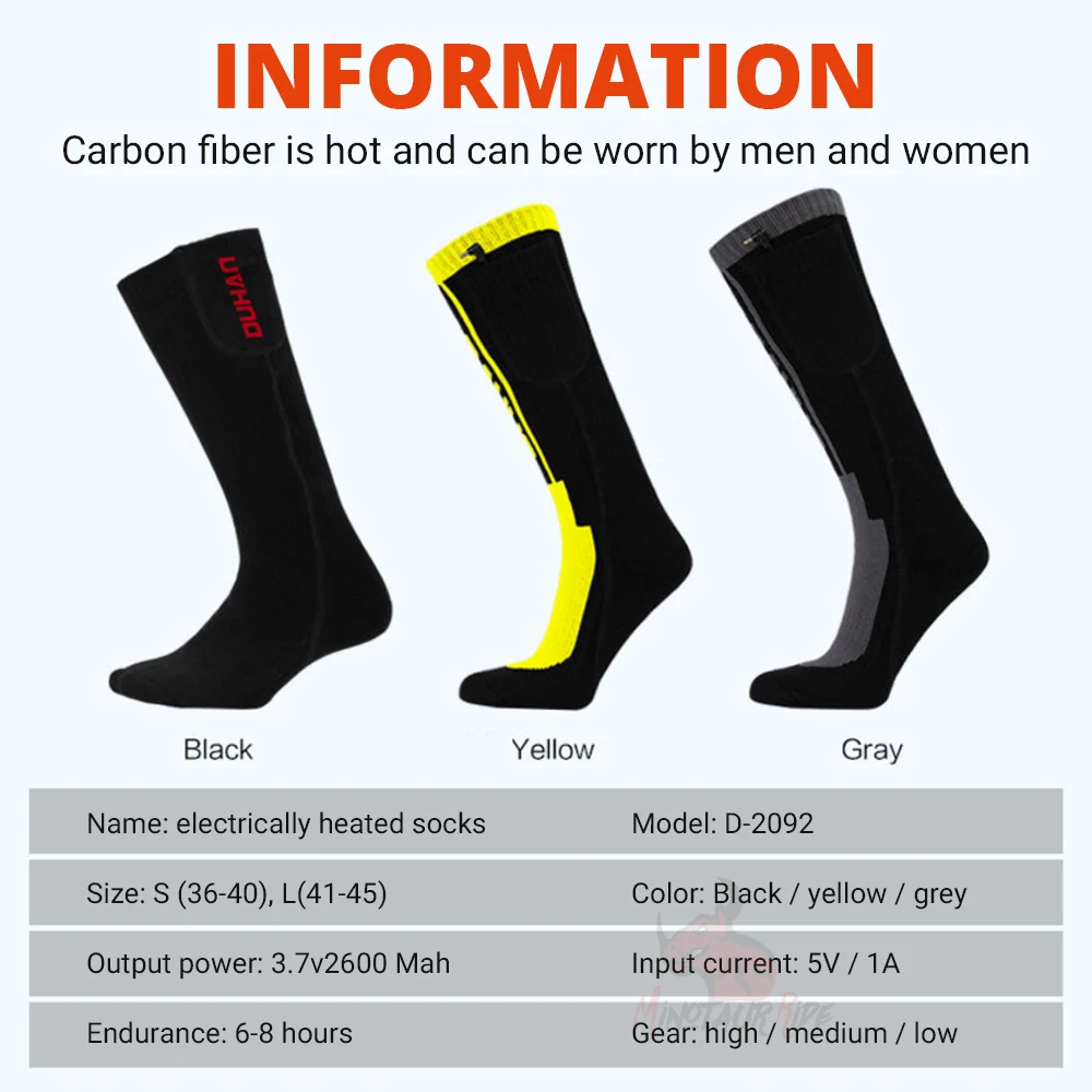 60℃ Motorcycle heated Socks warm USB Electric Motorcycle Boots Heating Socks Infrared Heated Boots Skiing Sock size 36-45