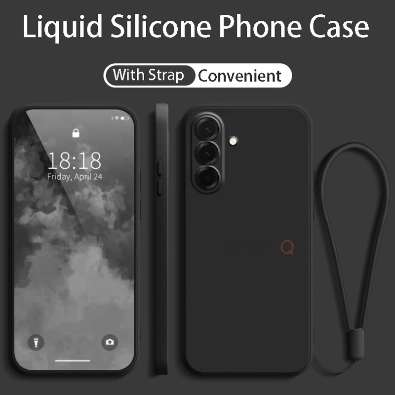 Luxury Liquid Silicone Phone Case with Lanyard - Soft Back Cover