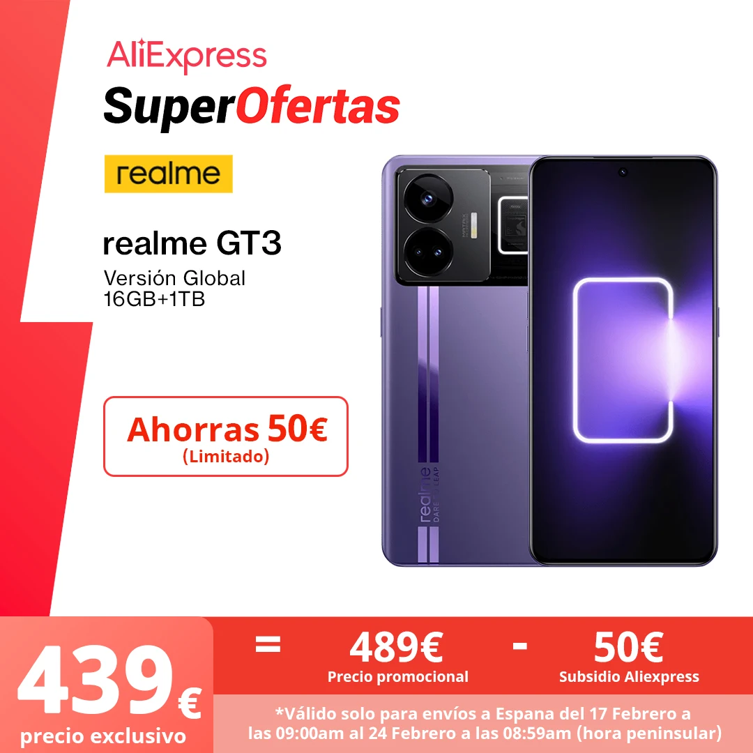 Versión Global realme GT3 GT 3 Snapdragon 8+ Gen 1 240W Carga 144HZ Frecuencia de actualización 50MP Cámara principal Pantalla AMOLED Smartphone 5G