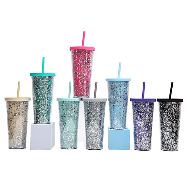 blank plain 24oz 700ml 710ml double wall plastic tumbler cup with straw