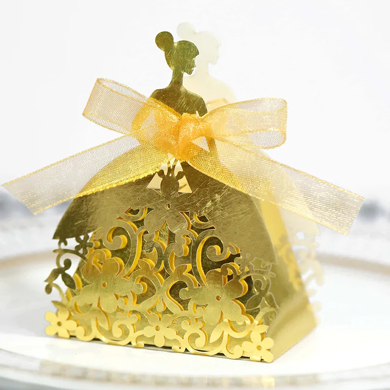 Laser Cut Pearl Paper Gift Boxes with Ribbon – Elegant Candy Chocolate Packaging for We... - SKU GBR17058 - UGI Packaging