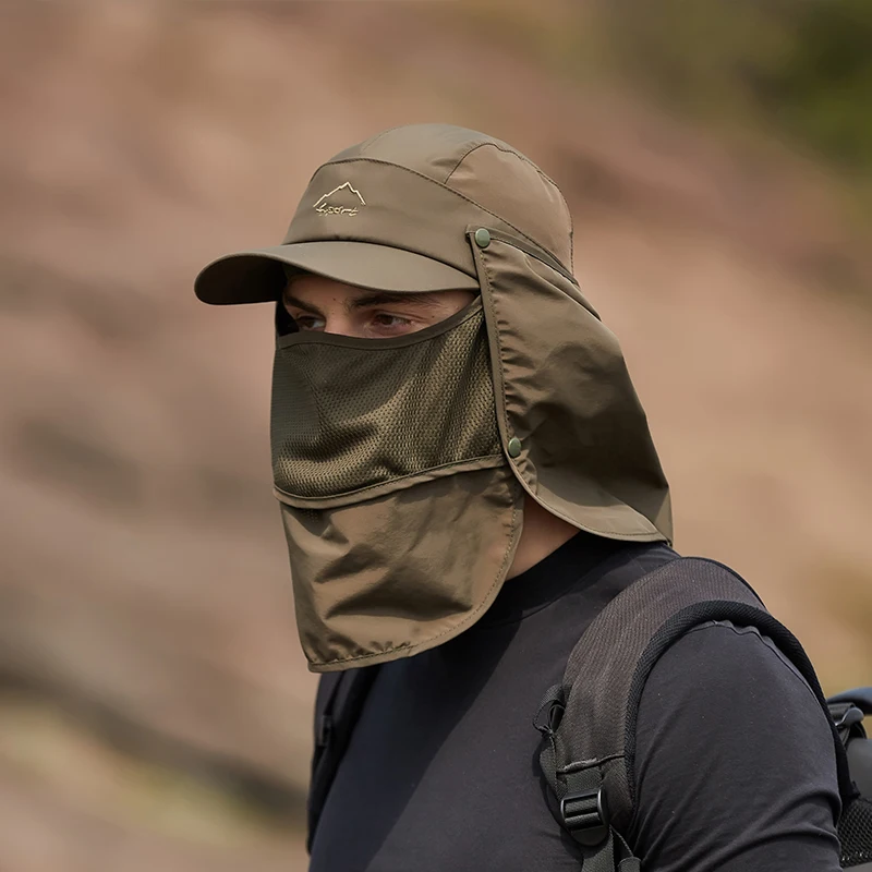 Outdoor Hiking Hat Summer Protective Baseball Hat Men Removable Hat Protect Face Neck Cover Ear Flap Quick Drying UV Protection Undefine Nasi