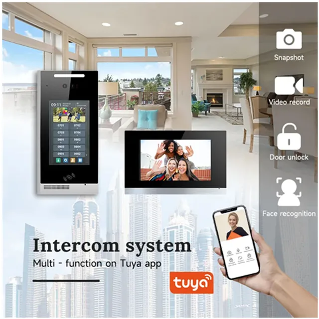 ​Tuya 8 Inch IP Intercom Video Door Phone Multi Apartment Wired Video Intercom System Android 7 Inch Indoor Monitor 2