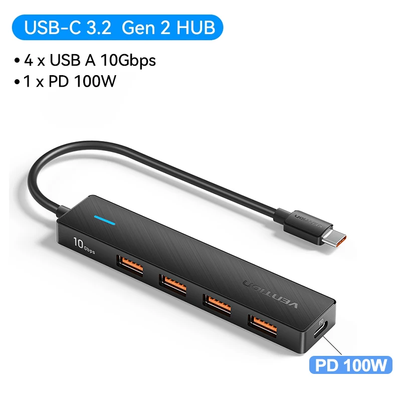 ตัวเลือกสินค้า USB 3.2 Gen2 5-Port Hub 10Gbps สำหรับ MacBook iPad และโน๊ตบุ๊ก
