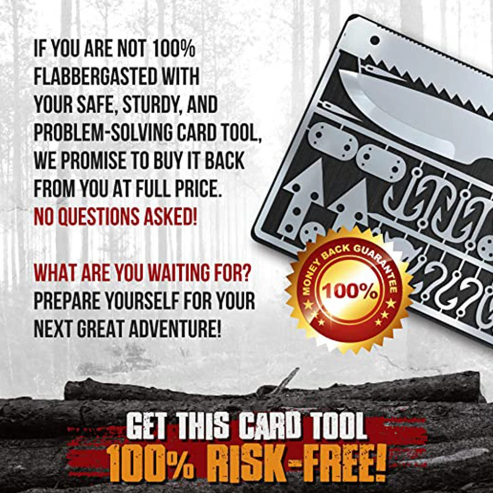 Survival Tool Fishing Hook Card Portable Fishing Hunting Multifunction Tool Card for Camping Hiking Fishing Use