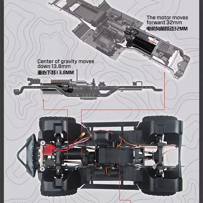 Yikong 4082 V3 1:8 remote control RC climbing car waterproof four-wheel drive door bridge differential lock off-road vehicle 4