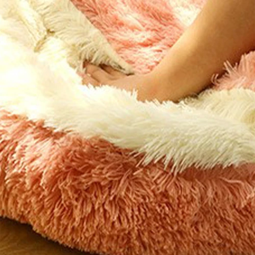 긴 봉제 애완 동물 고양이 침대, 원형 고양이 쿠션, 새끼 고양이 바구니, 둥지 개집, 작은 개 고양이 용품, 집 고양이 용품 쿠션 4
