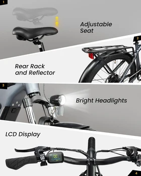 VEEFA Peak 1000W Electric Bike for Adults 27.5' 48V Ebike with Built-in Removable Battery up to 24Mph 80 Miles Commuter E-Bike 5