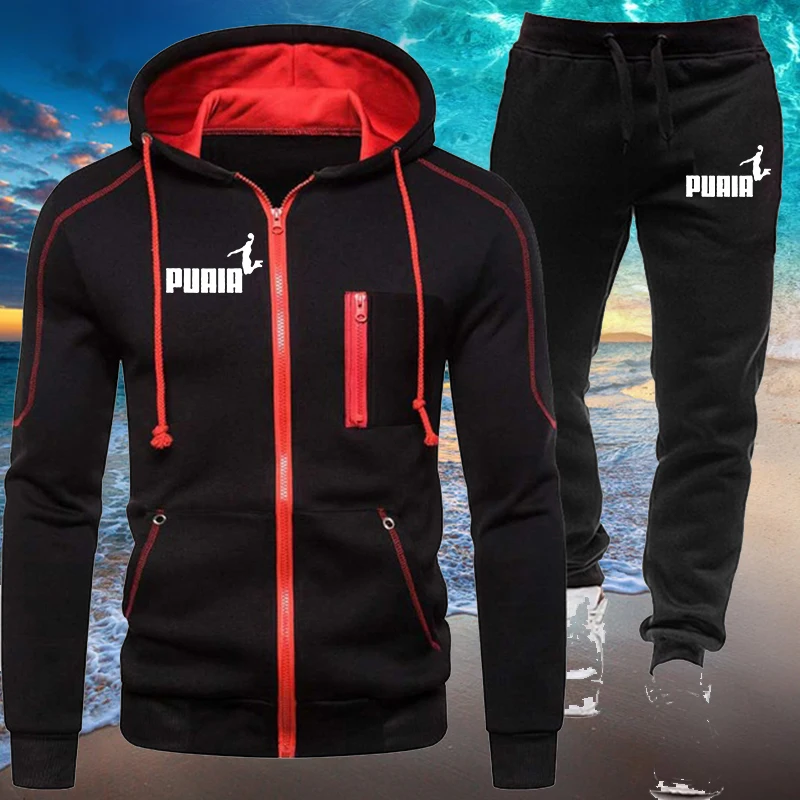 

2023 Cool Men Brand Hoodies Sweatshirt+Sweatpants Suit Autumn Winter Warm Tracksuit Sets Men's Fashion Hooded Outwear