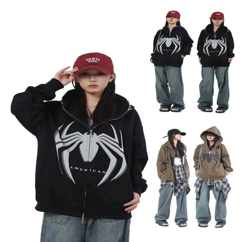 

23 New modelsNew styleRetro American Design High Street Top Spider Design Fashion Trendy Hooded Coat Sweatshirt Factory Wholesal