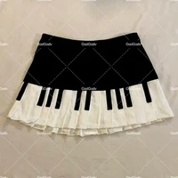 Spring Black White Spliced Women Short Skirt 2025 Y2k Slim Design Harajuku Mini Skirt Female Empire Korea Style Chic Piano Skirt - Image 2