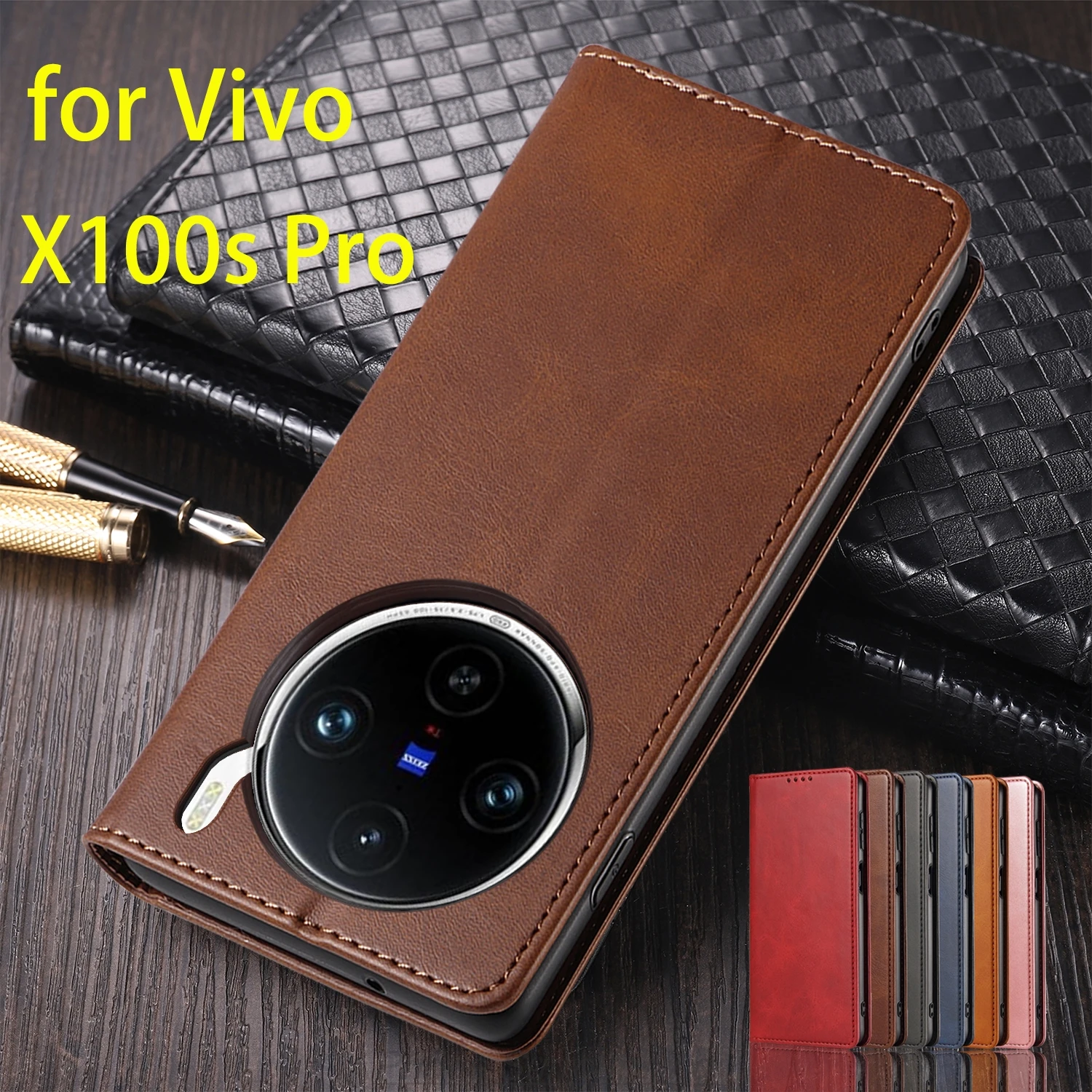 카드홀더 홀스터 마그네틱 어트랙션 커버 지갑 케이스, Vivo X100s Pro / Vivo X100 Pro 플립 가죽 케이스