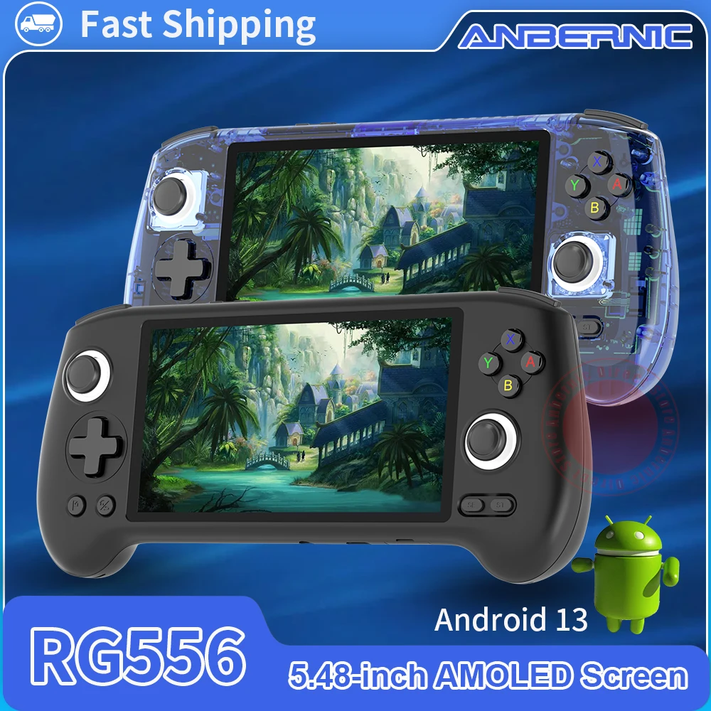 Anbernic Rg556 Console Di Gioco Portatile Retrò Sistema Android 13 Schermo Amoled Da 5.48 Pollici Lettore Video T820 Ventola Di Attivazione Hall Integ