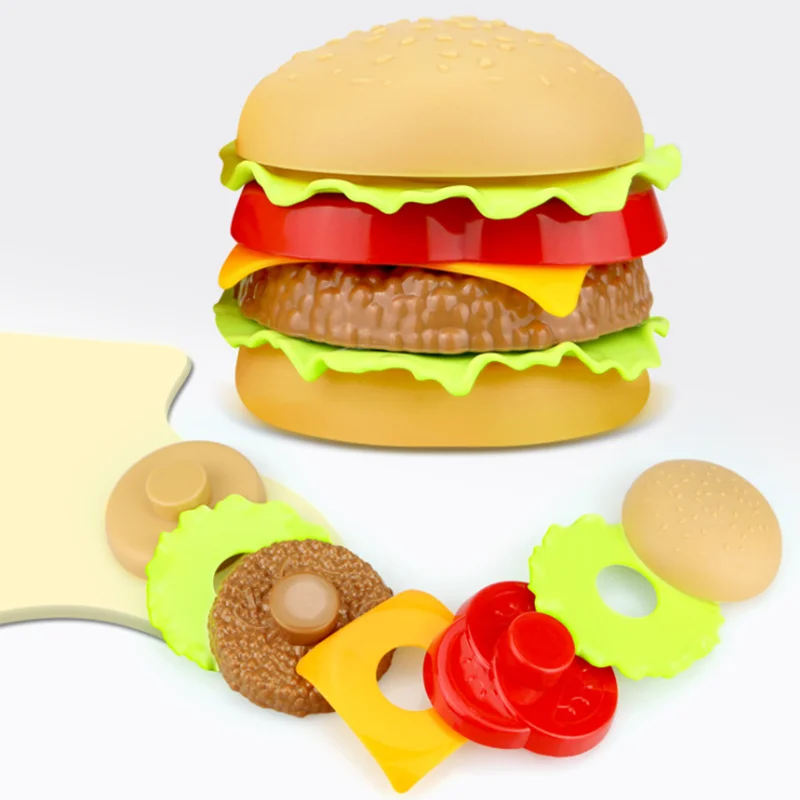 Educational Toys Kitchen Toys Pretend Kitchen Toys Pretend Food Toys Wooden Burger Toys Children Simulation Food Hamburger Hotdog French Fries Kitchen Toy Pretend Play Miniature Snack Burger Educational Toys For Kid