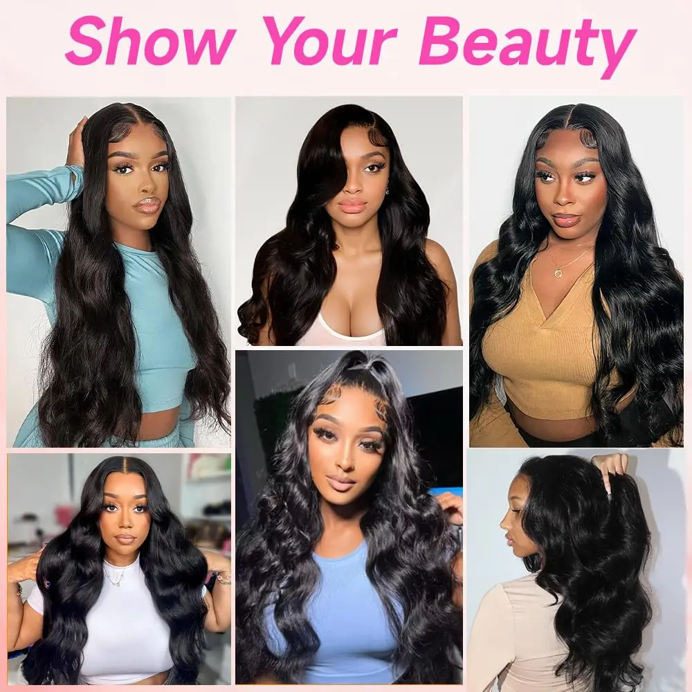 30 Inch 13x6 Lace Front Wigs Human Hair Pre Plucked Real Virgin Human Hair Wig 200% Density Body Wave Wig for Black Women