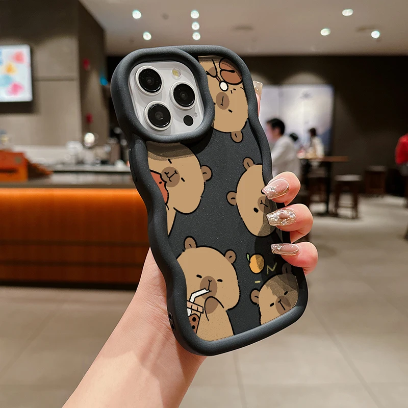Adorable Cute Capybara Wave Side Phone Case Cover