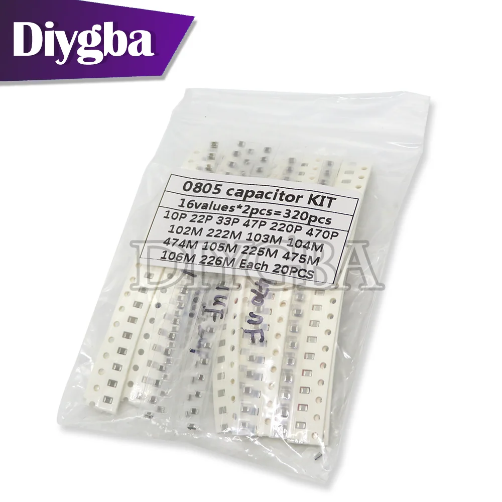 0603 0805 1206 SMD Capacitor Kit 320PCS 720PCS 2500PCS 16/36/50 Values 1PF 4.7pf 6.8pf 1nf 1uf 4.7uf 100pf