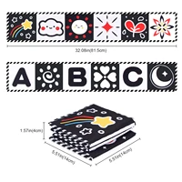 Livre sensoriel en tissu pour bébé de 0 à 36 mois, jouets pour bébé à contraste élevé, jouets de berceau pour nouveau-né, livres en tissu d'animaux noir et blanc, jouets Montessori 2
