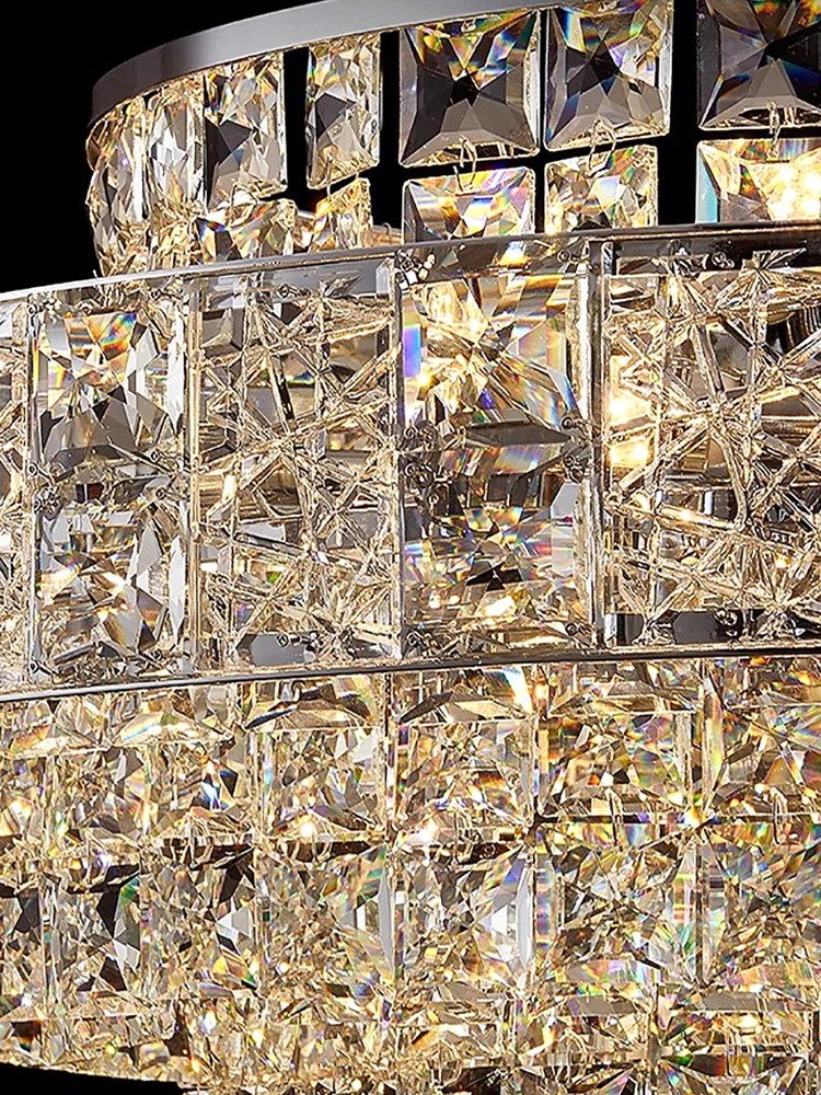 Crystal Ceiling Chandelier Modern Designer Home Decor Round Hanging Lamps for Living Room Golden / Chrome Stainless Steel Lustre