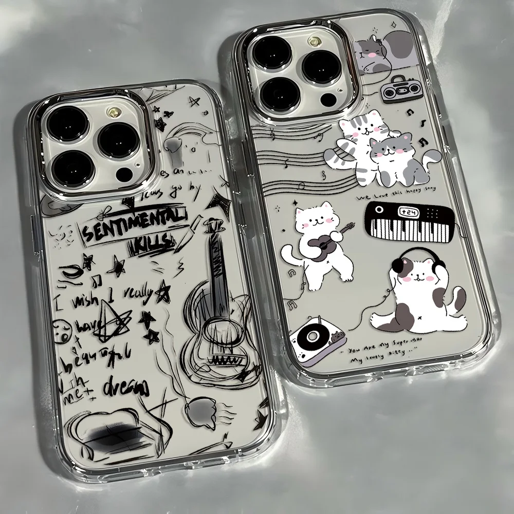 Charming Cat & Guitar Design Phone Case