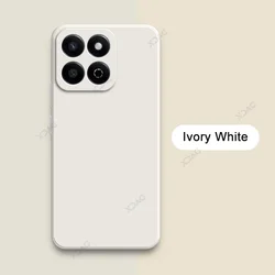 Luxury Dual Layer Cellphone Case with Full Camera Protection - Fashionable Soft Square Liquid Silicone Armor for Honor X7c (Ivory White)