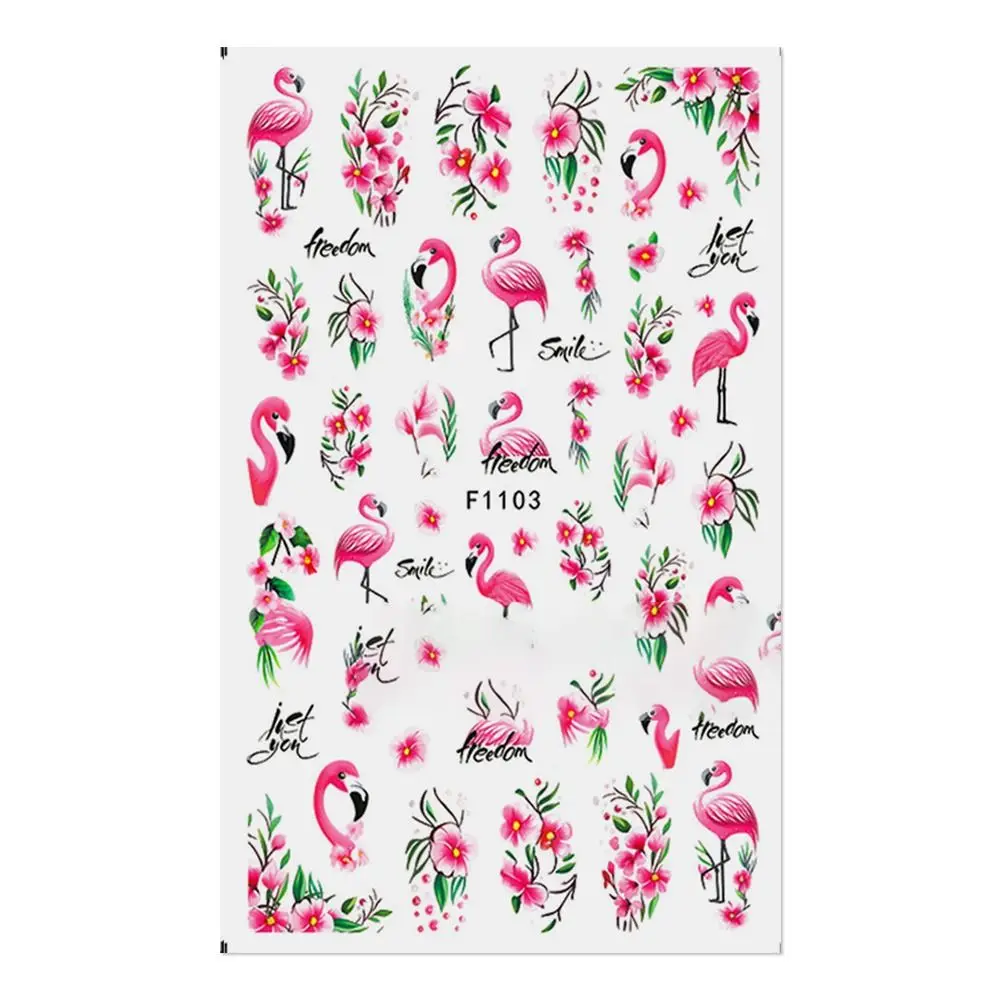 3D Design 3D Nail Art Decals Blossom Pink Flowers Design Nail Decorations Purple Petals Butterflys Pattern Fashion Nails