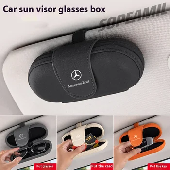 Car Suede Sunglasses Box – Visor Eyeglass Storage Clip for Mercedes-Benz A/B/C/E Class, A35, C43, GLA, GLC, GLB, CLA, CLS, SLK, SL 1