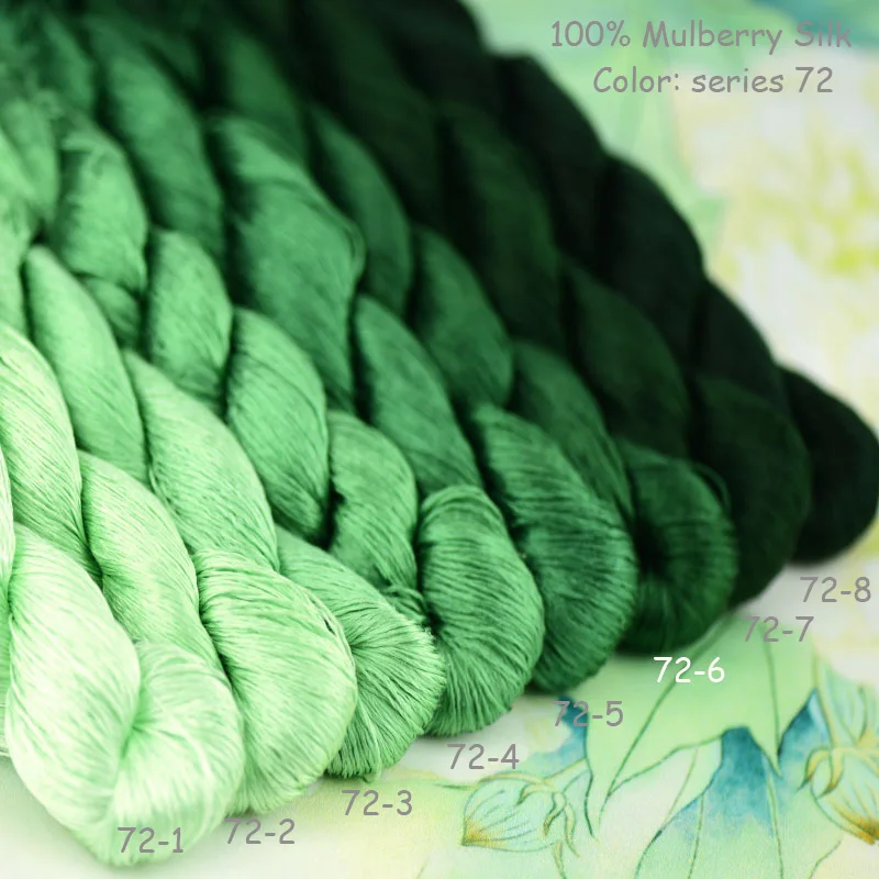 Description Picture 5 of item100% Spun Mulberry Silk Floss Yarn Thread Natural Su Embroidery Silk Threads Yarns Green Jade 61 62 72 73 74 75 76 77 78 79 80
