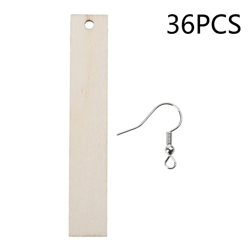 

36PCS/Set Wooden Rectangle Blank with Hole Hanging Ornament for Girl