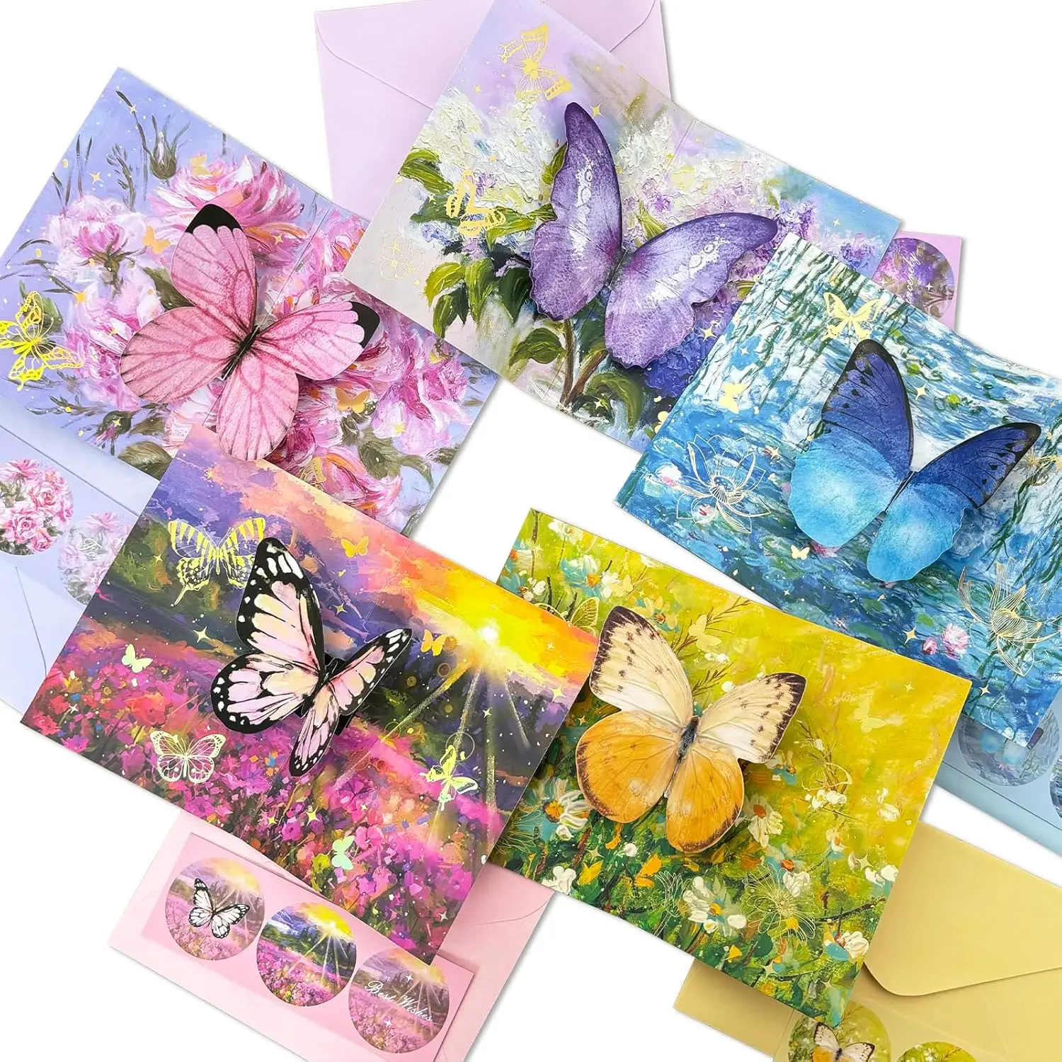 3D Butterfly Theme Pop-up Greeting Cards with Envelope Greeting Card for Birthday Wedding Anniversary Christmas Card Gifts