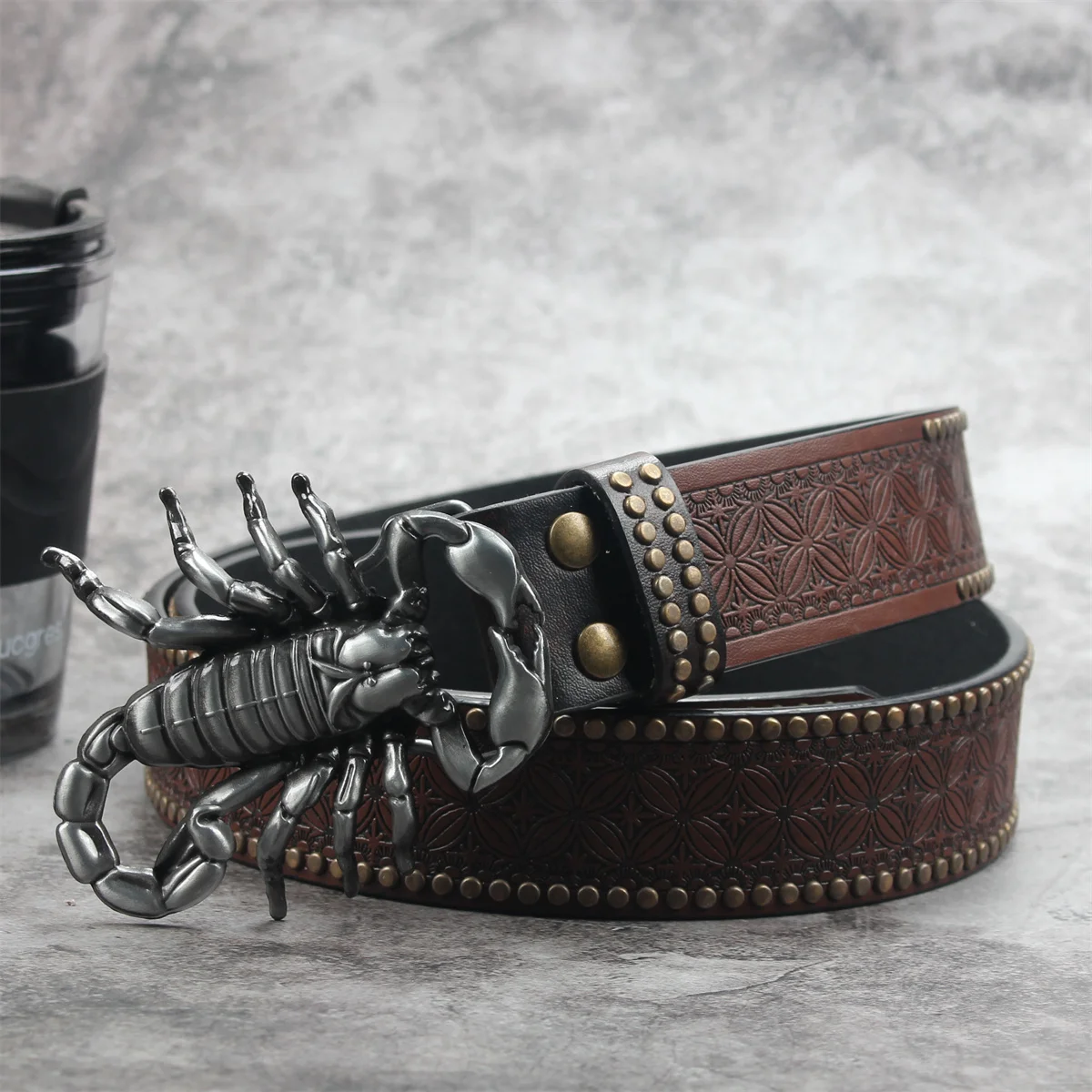 Black Head Big bull head 3.7cm wide men's and women's Western bull head denim style bull scalprendy belt smooth buckle