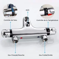 Robinet de douche thermostatique intelligent en laiton, eau chaude et froide dissimulée, vanne Assad, contrôle de la température, chromé 2