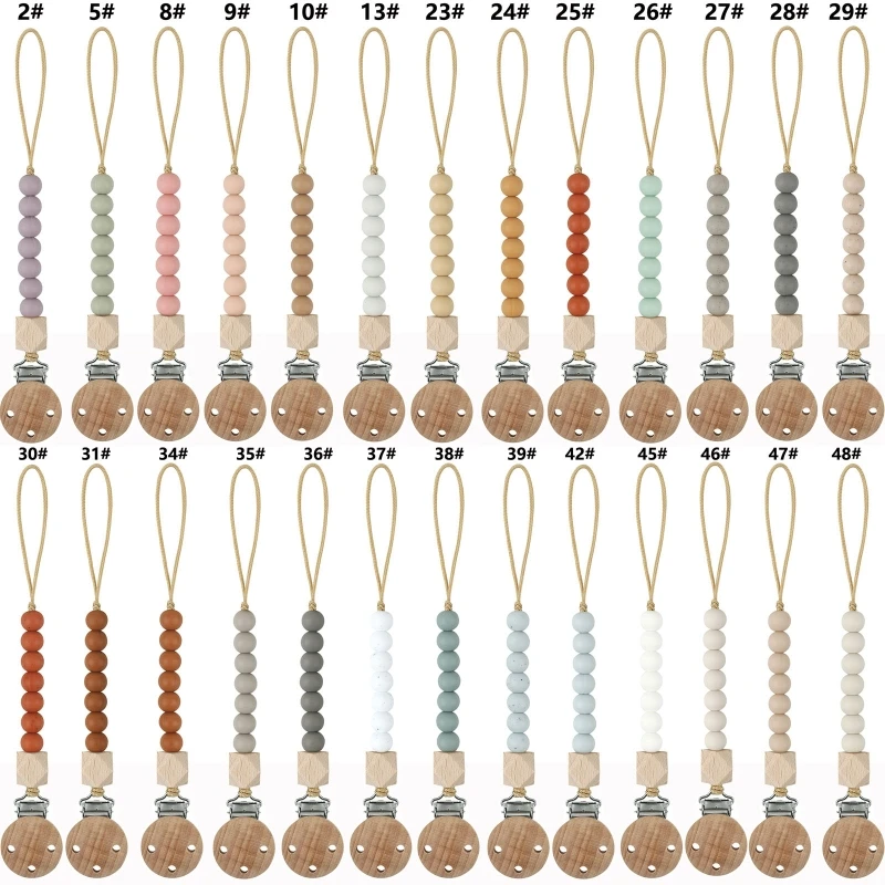 

Pacifier Clips Chain Silicone Beads BPA Free Dummy Clip Holder Soother Chains