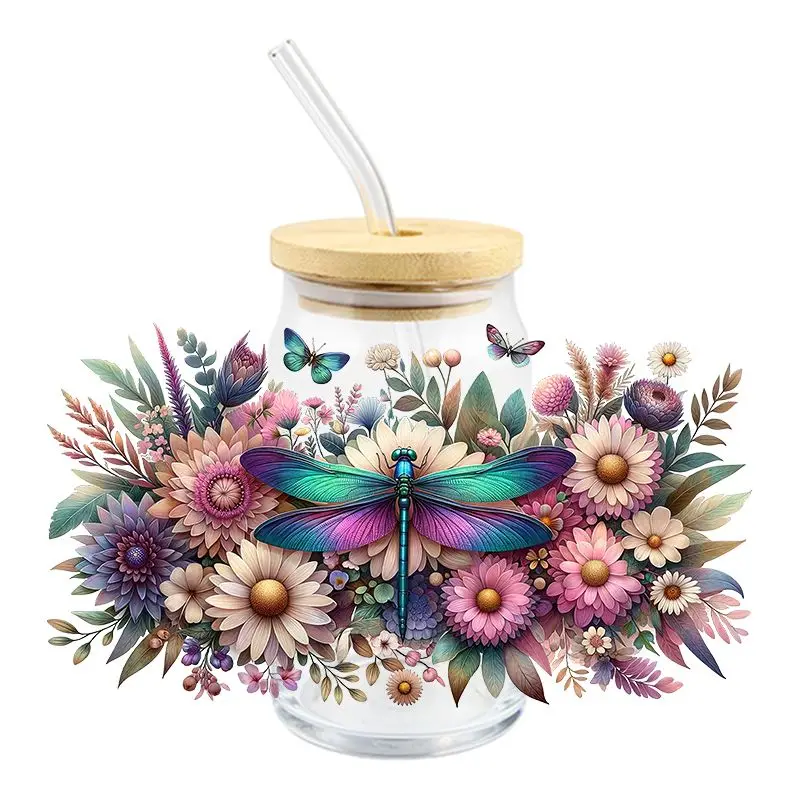Beautiful Dragonfly UV DTF Wrap Transfer Stickers DIY Waterproof Design DTF Wrap For Glasses Cups Bottles Sticker 3d stickers 3d wall stickers uv dtf wrap transfer