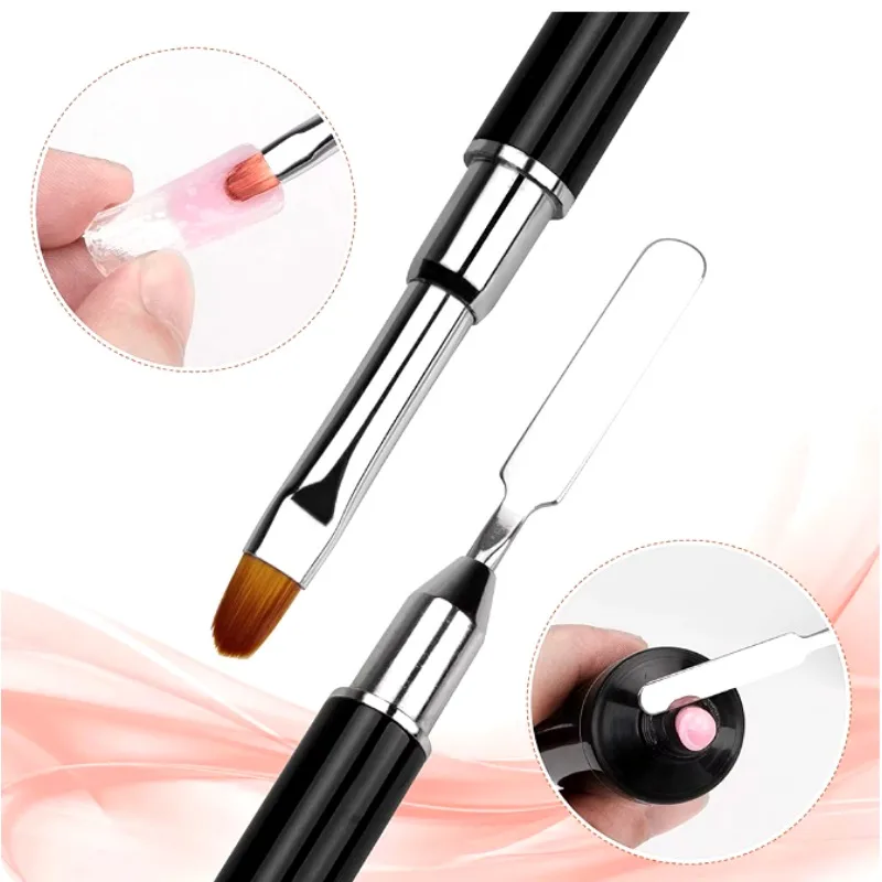 Dual Ended Poly Nail Gel Brush Picker 2 IN 1 Design Nail Brush and Spatula Stainless Steel Gel For Nails Extension Tool Nail Art Brushes Nail Brushes Nail Art Tools Gel Nail Tools
