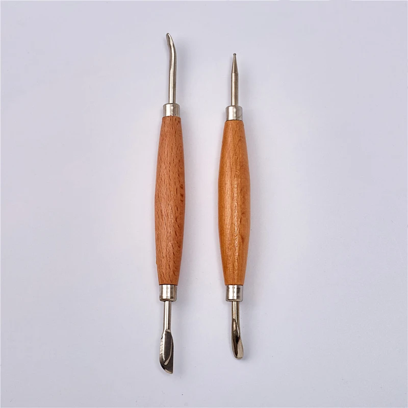 2pcs Leather Craft Tool Set Stylus Carving Tool Embossing Blade Press Design