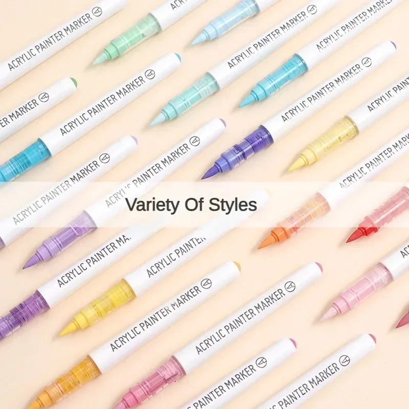 126/9 Colors Direct Liquid Acrylic Paint Pens Brush Marker for Rock Painting Stone Glass Wood Canvas DIY Art Supplies Stationery acrylic paint markers,paint marker pen,paint marker pens